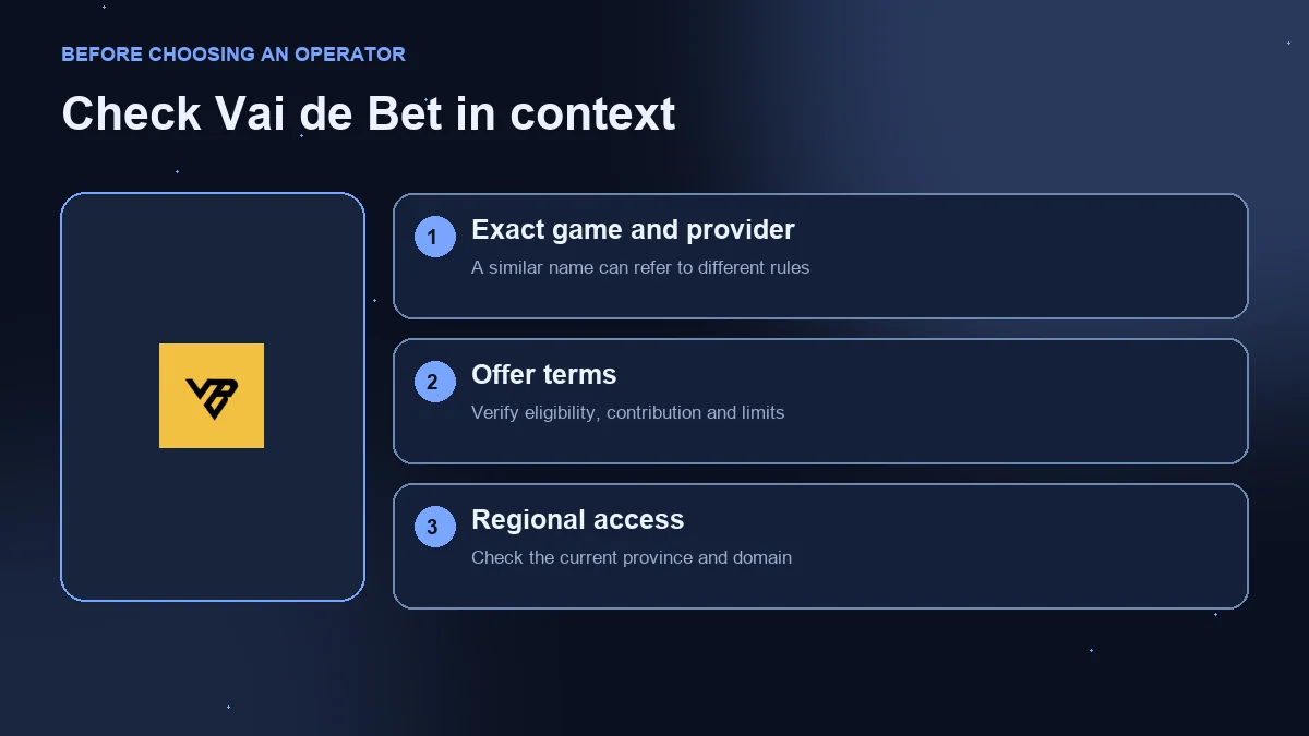 Mines at Vai de Bet: check the exact game, offer terms and regional access.