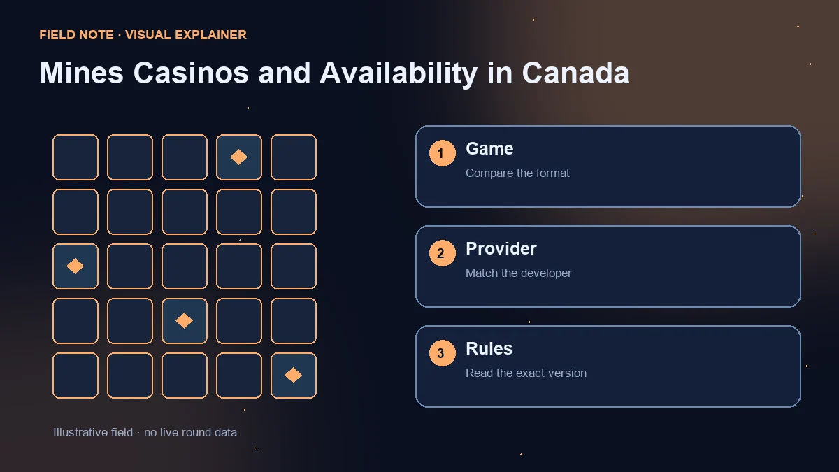 Illustrative grid beside three checks: game format, provider identity and version-specific rules.
