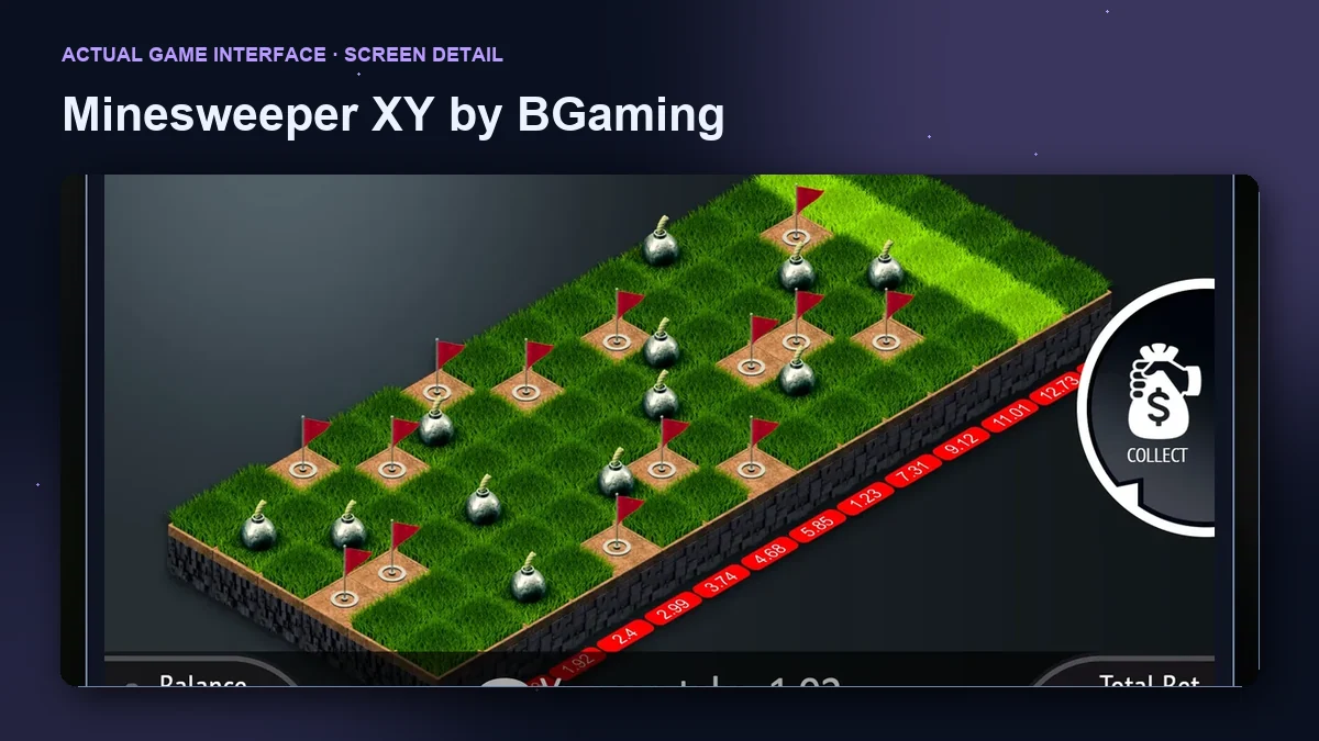 Minesweeper XY by BGaming: enlarged game interface screenshot.