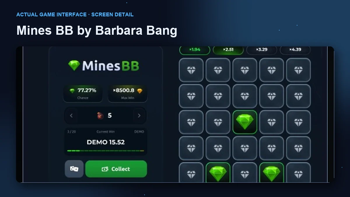 Mines BB by Barbara Bang: enlarged game interface screenshot.