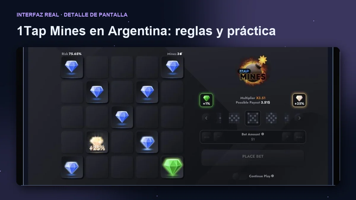 1Tap Mines de Turbo Games: detalle ampliado de la interfaz del juego.