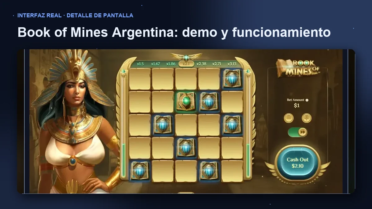 Book of Mines de Turbo Games: detalle ampliado de la interfaz del juego.