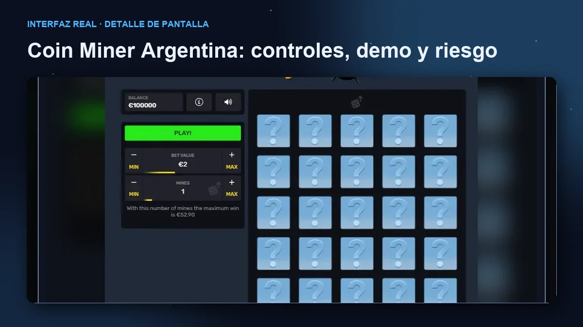 Coin Miner de Gaming Corps: detalle ampliado de la interfaz del juego.