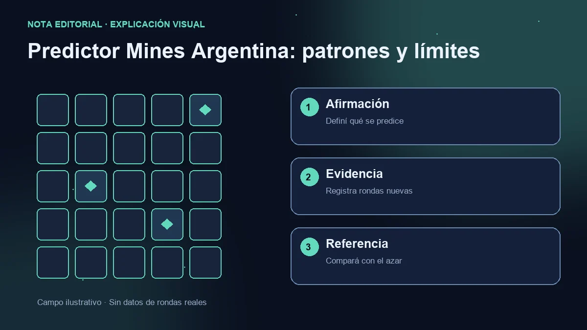Campo ilustrativo y tres comprobaciones: afirmación predictiva, rondas nuevas y comparación con el azar.