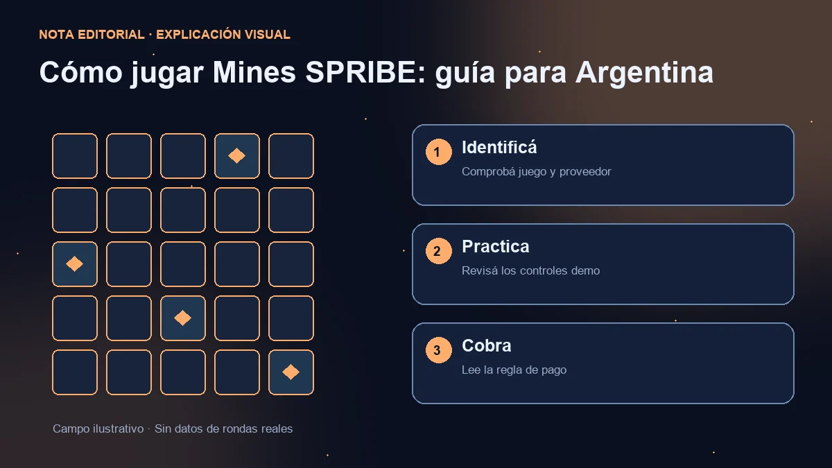 Campo ilustrativo y tres comprobaciones: identificación del juego, controles demo y reglas de cobro.