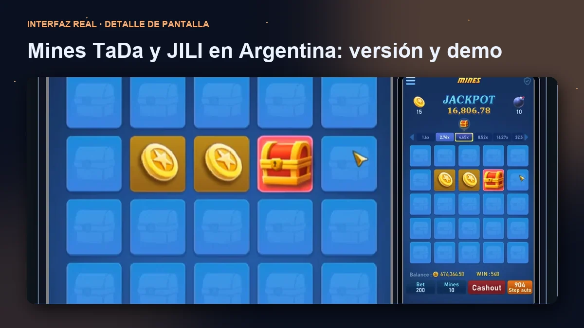Mines de TaDa / JILI: detalle ampliado de la interfaz del juego.