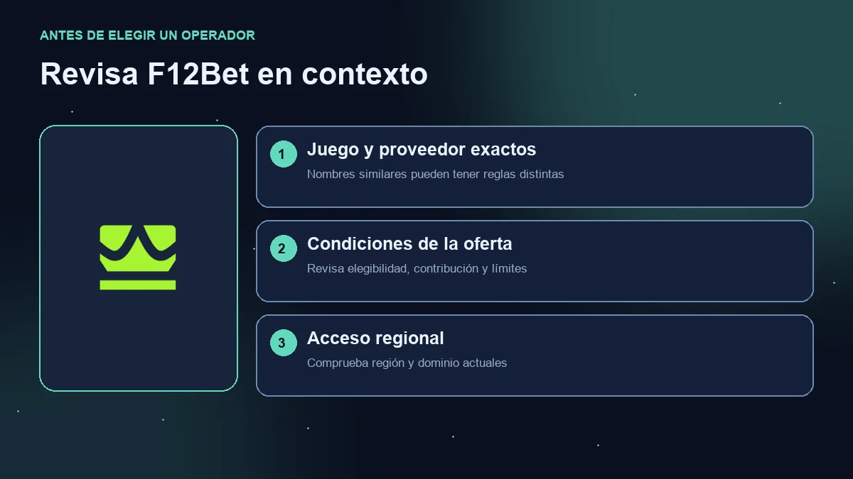 Mines en F12Bet: diagrama para revisar juego, oferta y acceso regional.