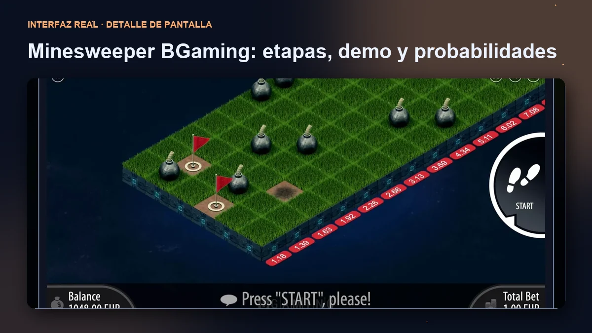 Minesweeper de BGaming: detalle ampliado de la interfaz del juego.