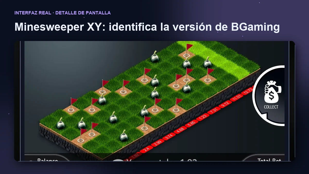 Minesweeper XY de BGaming: detalle ampliado de la interfaz del juego.