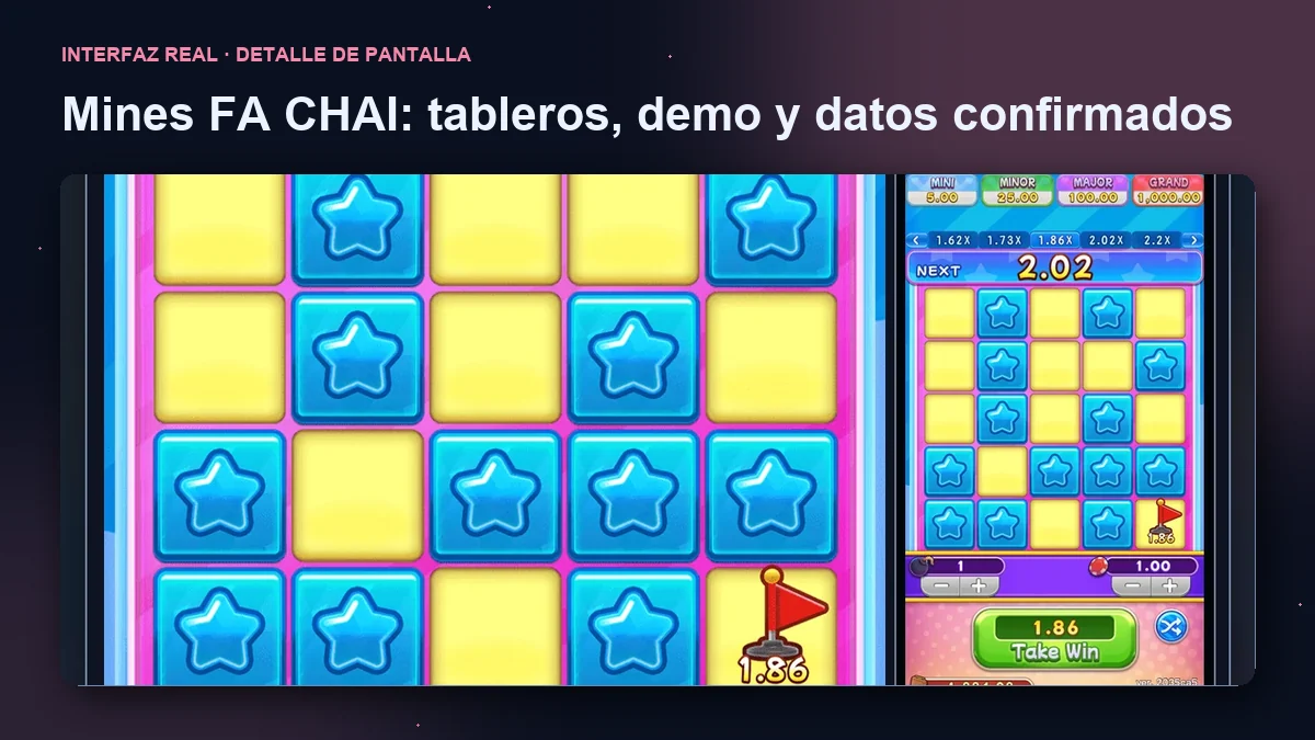 Mines de FA CHAI: detalle ampliado de la interfaz del juego.