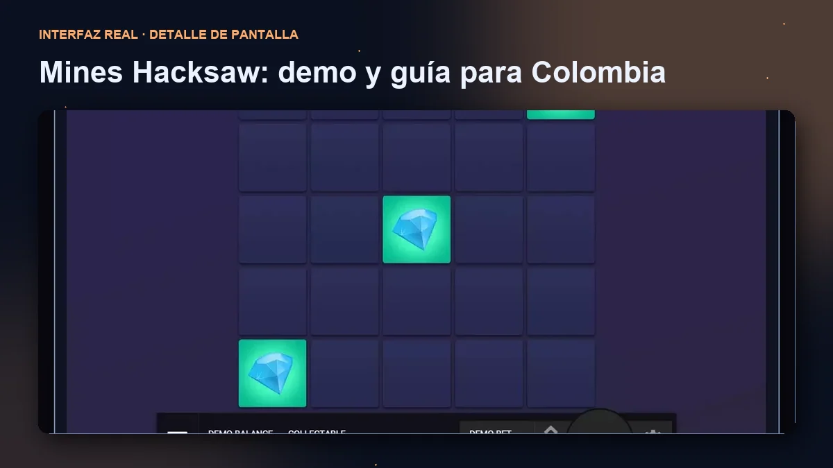 Mines de Hacksaw Gaming: detalle ampliado de la interfaz del juego.