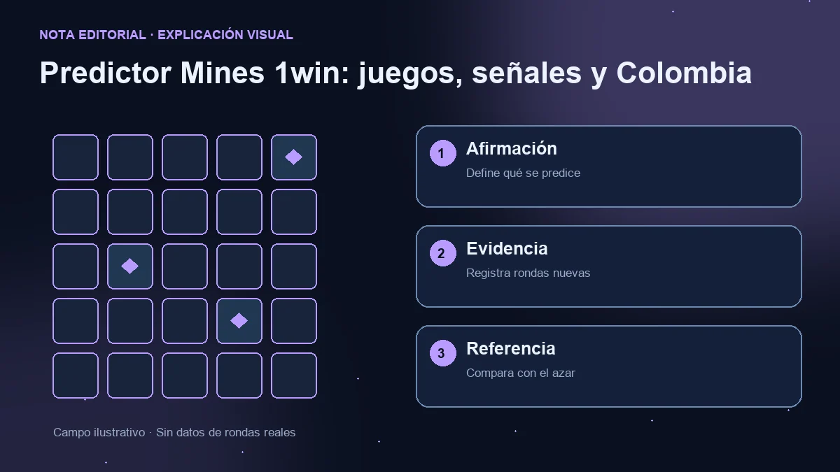 Campo ilustrativo y tres comprobaciones: afirmación predictiva, rondas nuevas y comparación con el azar.