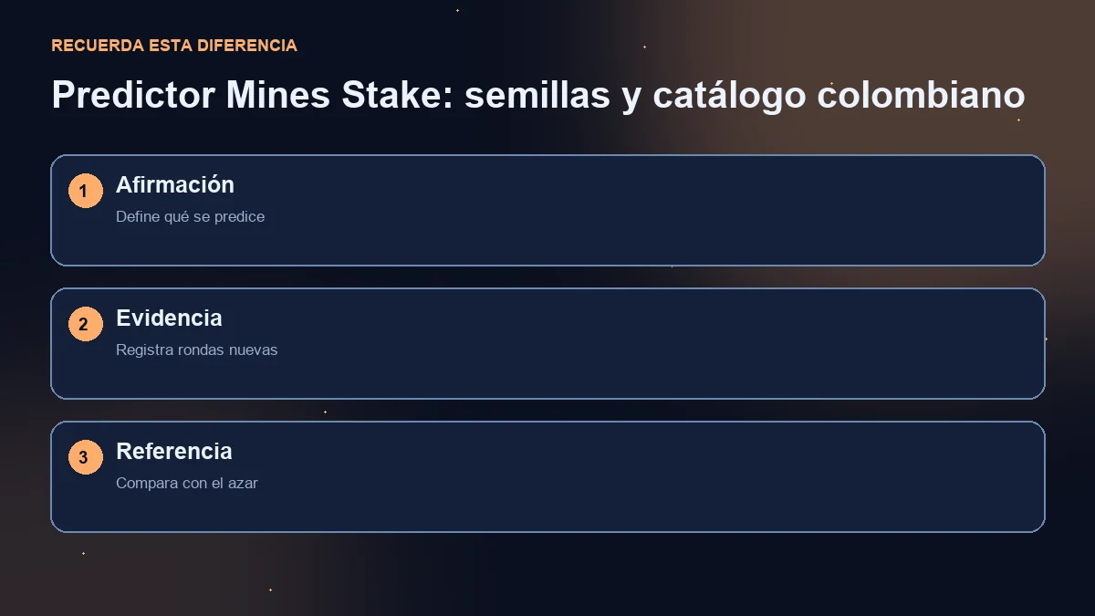 Diagrama de tres pasos: afirmación predictiva, rondas nuevas y comparación con el azar.