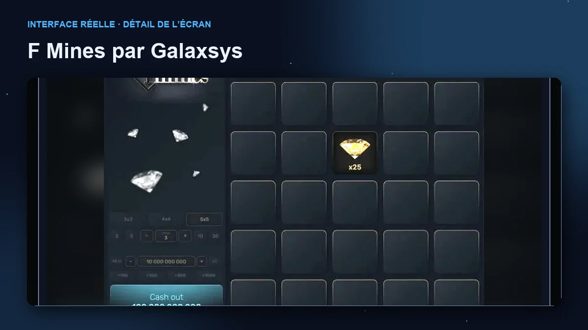 F Mines par Galaxsys : détail de l’interface du jeu.