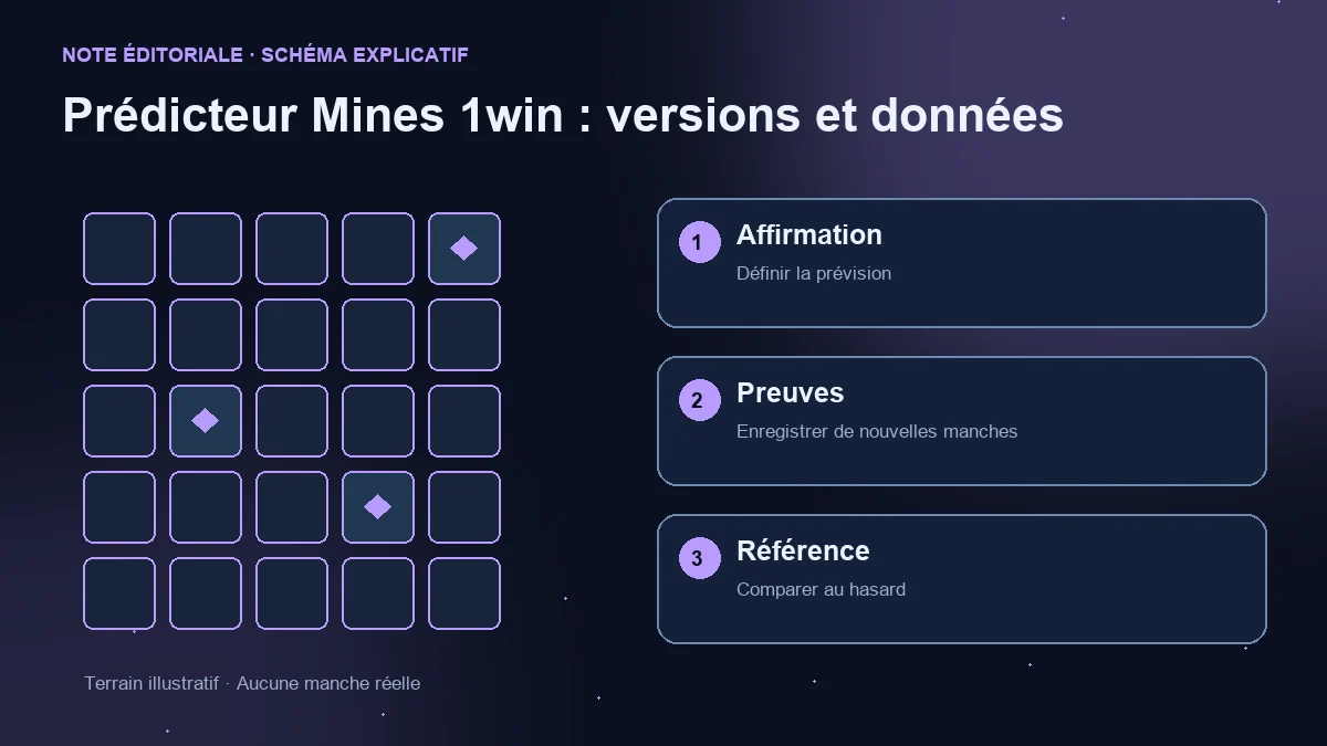 Terrain illustratif et trois vérifications : affirmation prédictive, nouvelles manches et comparaison au hasard.