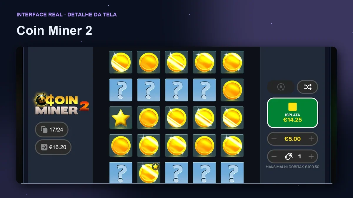 Coin Miner 2: detalhe ampliado da interface do jogo.