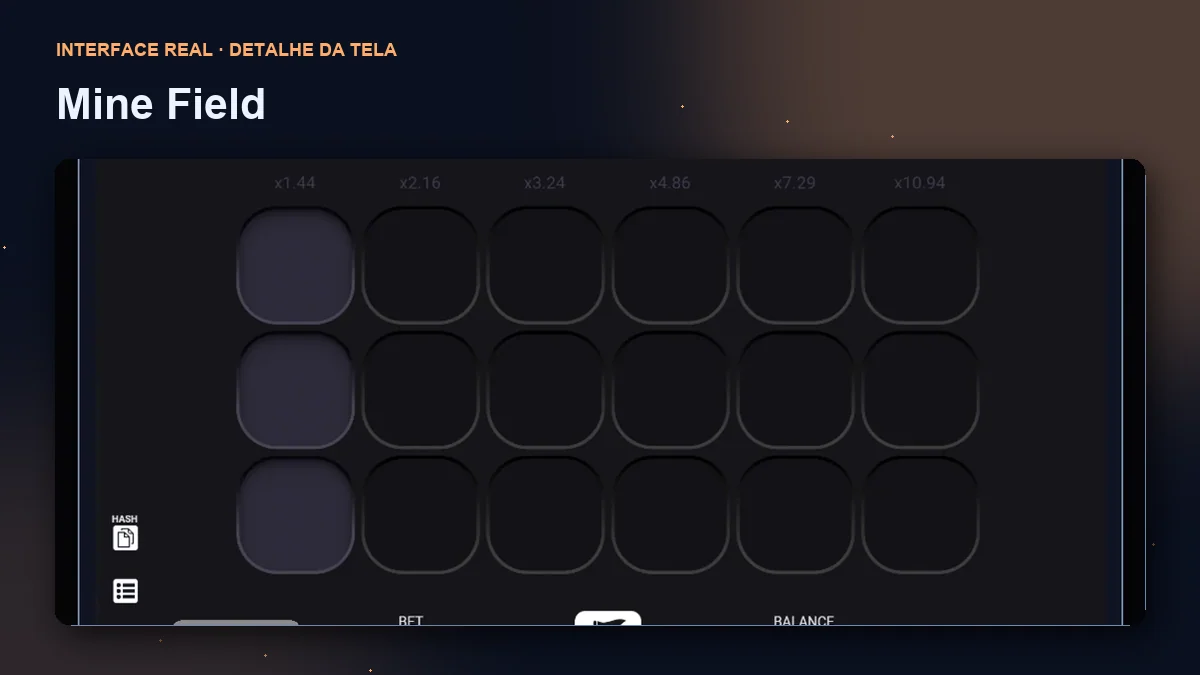 Mine Field: detalhe ampliado da interface do jogo.