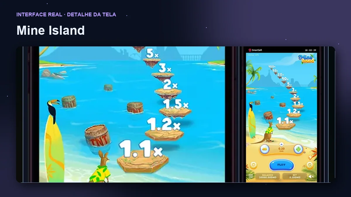Mine Island: detalhe ampliado da interface do jogo.