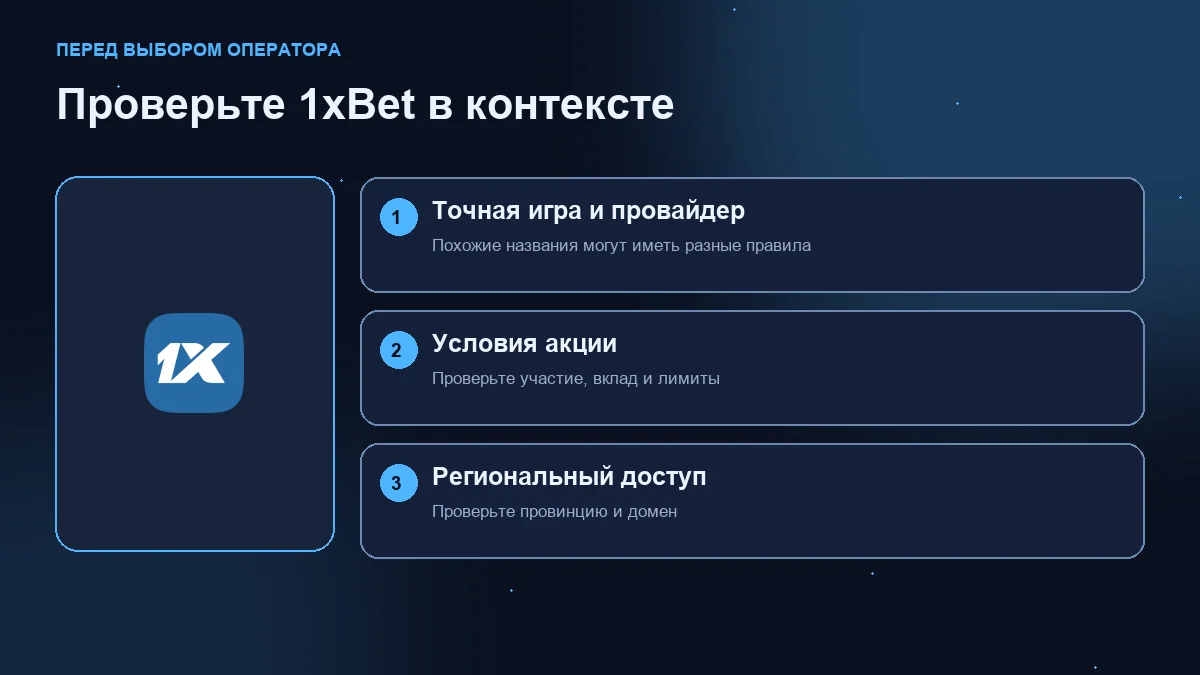 Мины (Mines) в 1xBet: схема проверки игры, условий акции и регионального доступа.